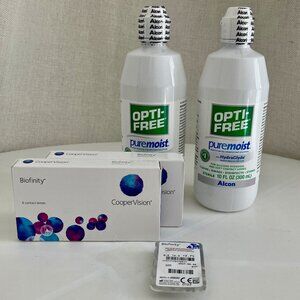 Biofinity Sphere 2-6pks (monthly) lenses +2.75 AND OPT-FREE Puremoist 2-10oz